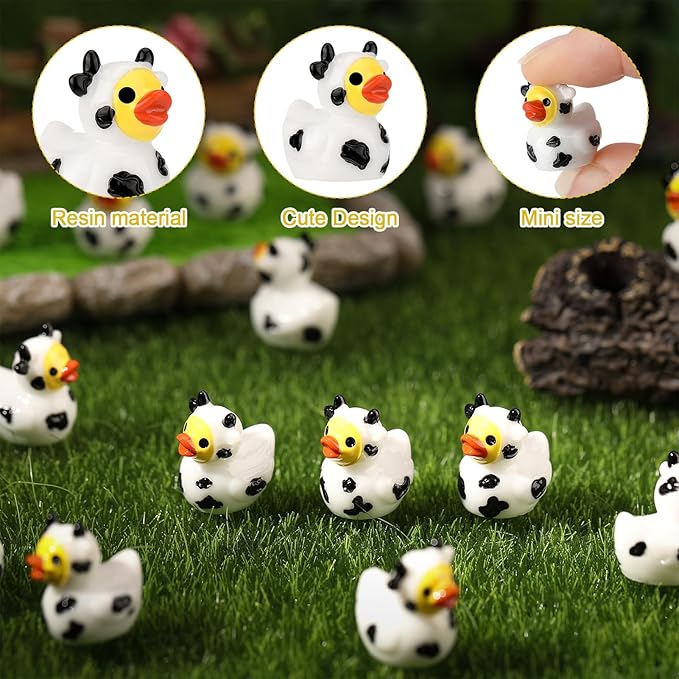 30 Pcs Cow Ducks, Mini Cow Resin Ducks Bulk | Cute Cow Print Duck, Funny Cow-Printed Resin Duck Figurines for Birthday Party Favors Landscape Decorations (Cow Duck)