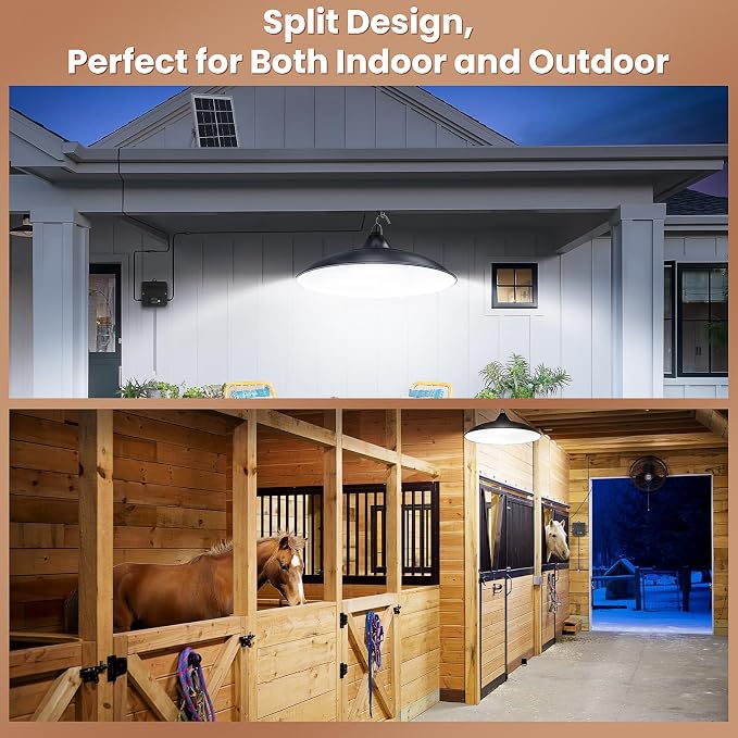 Solar Shed Light Indoor Outdoor with Pull String, 2000LM Daytime Available | Cool White, 3 Lighting Modes Pendant Light, Dusk to Dawn, Solar Lights Indoor, IP65 Waterproof for Barn, Gazebo, Shop, Garage
