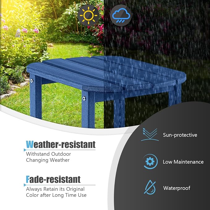 Giantex 18-Inch Outdoor Side Table, Weather Resistant Small HDPE Adirondack Table, Square Tea Table for Outside, Patio, Backyard, Poolside, Garden, Balcony, Navy