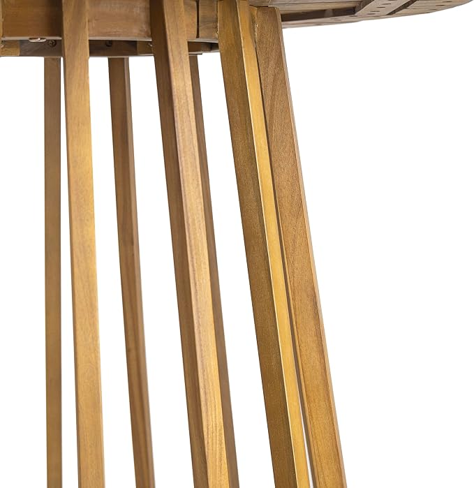 Christopher Knight Home Fenton Patio Garden Rustic Acacia Wood Dining Table, Outdoor Round Top Bistro Table, Outside Coffee Table, Sturdy and Weather-Resistant, Porch/Backyard/Balcony, Teak Finish