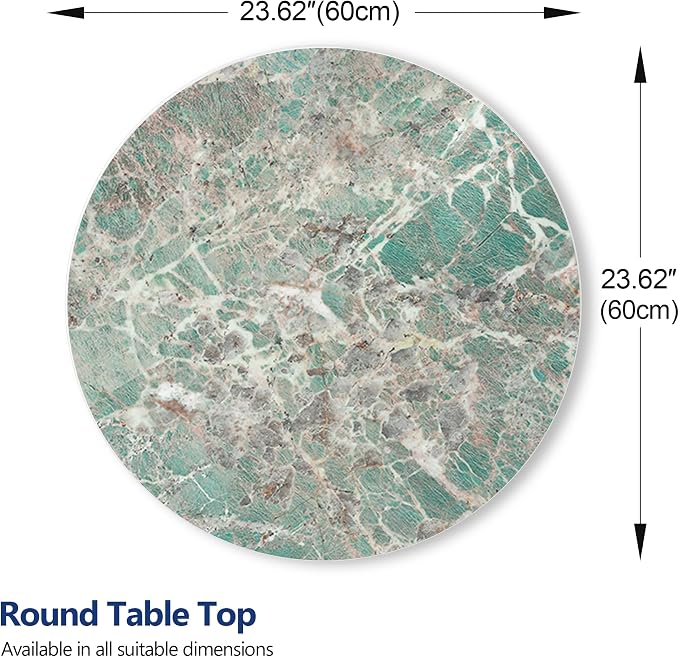 ZL ZELing Round Sintered Stone Table Top 23.6",Replacement Table Top for Indoor & Outdoor - Heat/Scratch Resistant Waterproof Ceramic DIY Desktop, Patio/Balcony/Bistro/Café & Dining Room (Green)