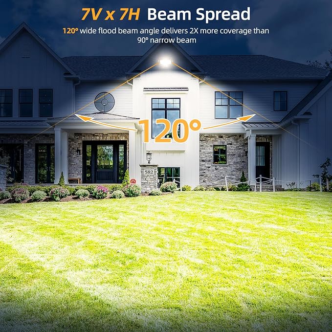 30W LED Outdoor Security Flood Lights,AC 120-277 Input | 100lm/W Efficacy,Super Bright LED Chips,7V×7H Beam Spread,180°Adjustable Knuckle Mount,IP65 Waterproof,4000K Color Temperatur