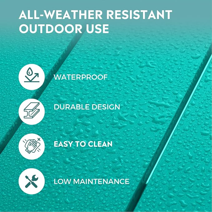 Costaelm Patio Conversation Set, Outdoor Chairs Set of 5 Balcony Firepit Furniture Outdoor Adirondack Round Table and Chair Backyard Furniture Set for Lawn Porch Pool Garden, Turquoise