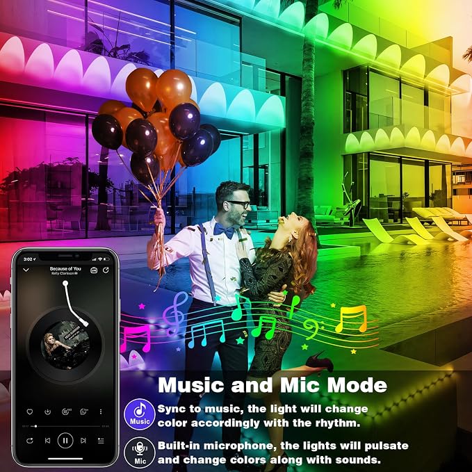 FBZ 300FT Permanent Outdoor RGB Lights - IP67 Waterproof with Smart App Control Remote,DIY Scene Modes, Music Synchronization,Eaves Lights for Garden Decor,Deck,Christmas