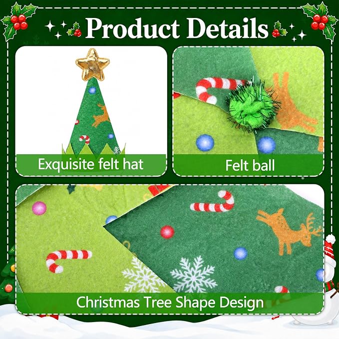 2 Pcs/Set Christmas Tree Porch Goose Outfits, Xmas Geese Clothing Costume Included Hat and Clothes, Green Christmas Goose Statue Costume Accessories for 23" High Porch Statue Holiday Patio Yard Decor