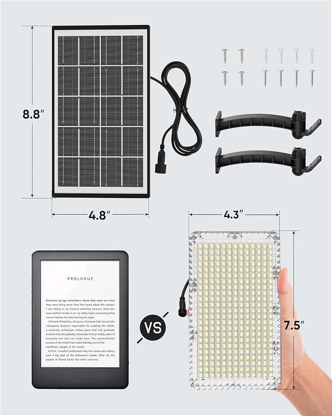 JACKYLED Solar Lights Outdoor 299 LED 1000 Lumens Bright Solar Wall Spotlight, IP65 Waterproof Dusk to Dawn Auto Lighting for Front Door Balcony Shop Barn Garage (Black, 2-Pack)