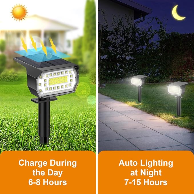 LANSOW Solar Spot Lights Outdoor, [76 LED/4 Pack] 2-in-1 Solar Landscape Spotlights, 3 Modes IP65 Waterproof Dusk to Dawn Solar Powered Flood Wall Lights for Yard Garden Pathway Outside(Cool White)