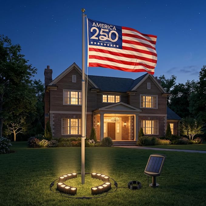 Sublume Solar Tree Lights, Outdoor Ring Landscape Spotlights, Warm White | 16 COB LED, 3-in-1 (Sticked/Tied/Hang), 33FT Cable, IP65 Waterproof, 4000Mah Uplights for PalmTree, Flag Pole, Garden