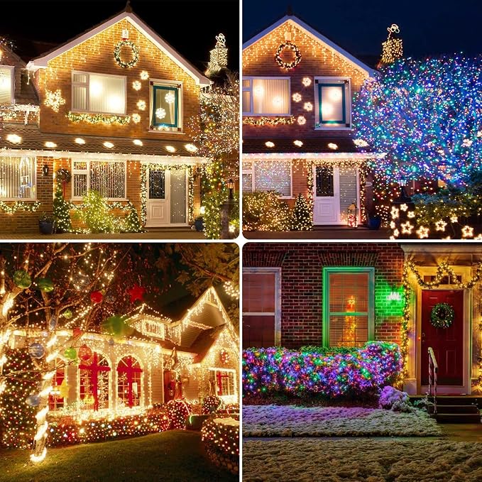 200 LED Connectable String Lights with Remote, Warm White to Multicolor | 11 Modes, Timer, 66FT Clear Wire Waterproof Color Changing Twinkle Fairy Lights Plug in for Bedroom Patio Xmas Tree Decor