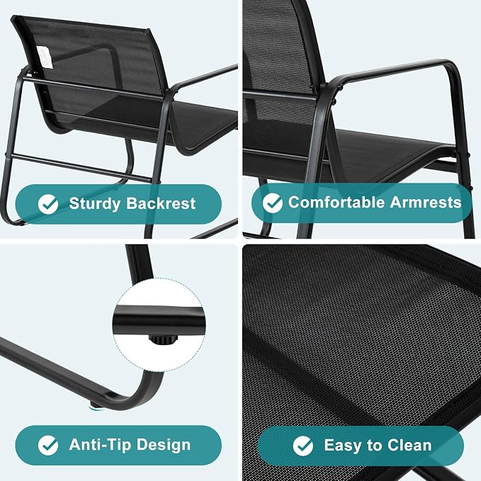 DUMOS 3 Piece Patio Furniture Set，Outdoor Patio Furniture Set with Table and Chairs, Patio Sectional Bistro Sets for Lawn, Garden, Balcony, Poolside Blake