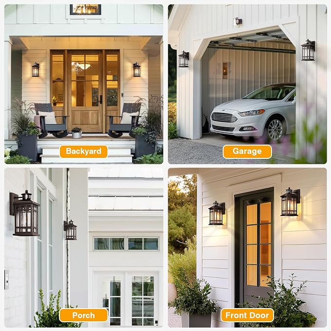 Outside Lights for House with Motion Sensor, ORB Exterior Lighting Fixtures, Dusk to Dawn Outdoor Wall Lights Lantern, Outside Light Fixture Sconce for Patio, Garage, Waterproof Anti-Rust