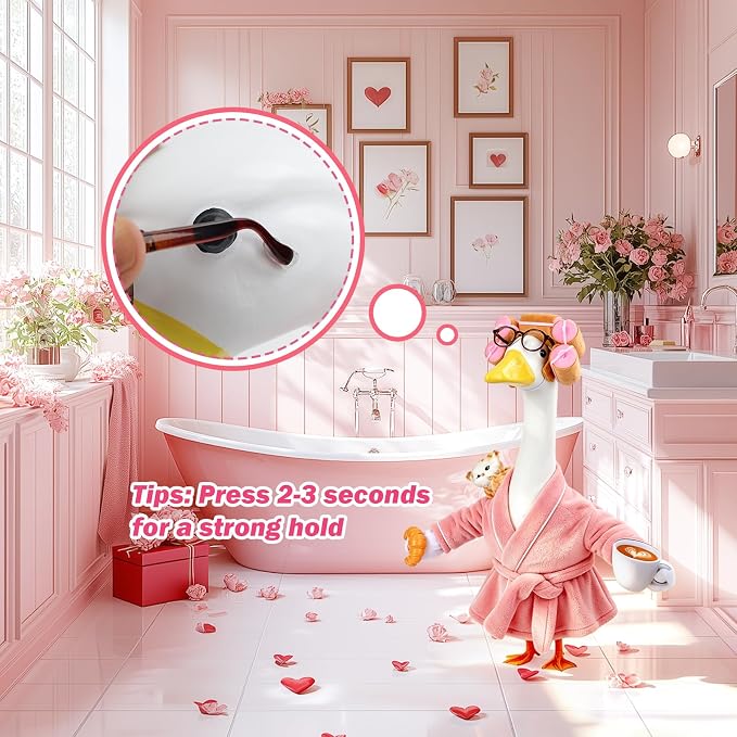 GJL Lady Porch Goose Outfits Bathrobe for 23 Inch Plastic Cement Lawn Goose Statue,Porch Goose Robe Costume with Curlers Glasses Coffee Cup Bread Cute Cat for Spring Summer Yard Garden Patio Decor