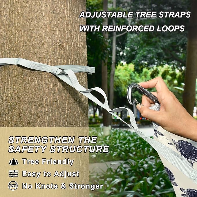 Camping Hammock Outdoor Hammocks for Outside Sea Turtle Beach Trees Portable Lightweight with Pockets Tree Straps Indoor
