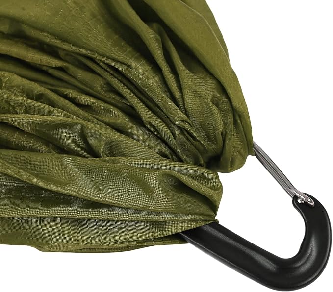 Portable Parachute Camping Hammock, Lightweight Outdoor Hammock with Aluminum Snap Hooks and Storage Bag, Compact Foldable Hammock for Hiking Travel Picnics (Army Green)