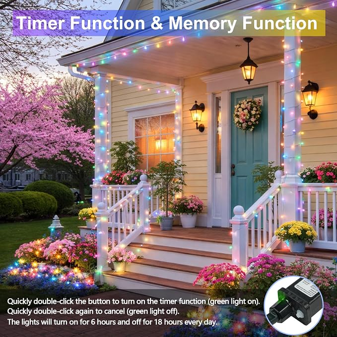 200 LED Connectable String Lights, 66FT Easter Pastel Lights Outdoor Indoor | Multicolor, 13 Modes, Timer, Clear Wire Waterproof Twinkle Fairy Lights Plug in for Bedroom Easter Patio Xmas Tree Decor