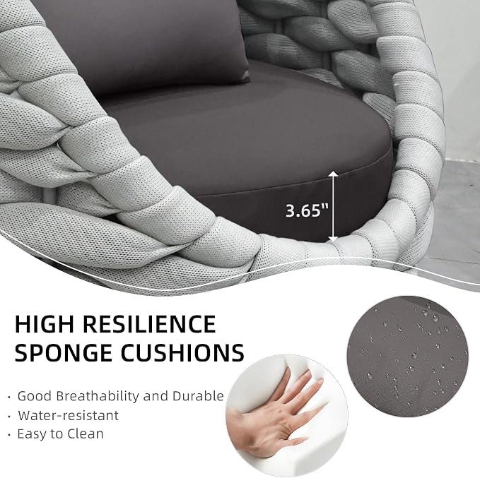 TWT 6-Piece Aluminum Patio Furniture Set, Modern Outdoor Conversation Set Sectional Sofa with Water Repellent Thick Cushions and Coffee Table for Balcony, Garden