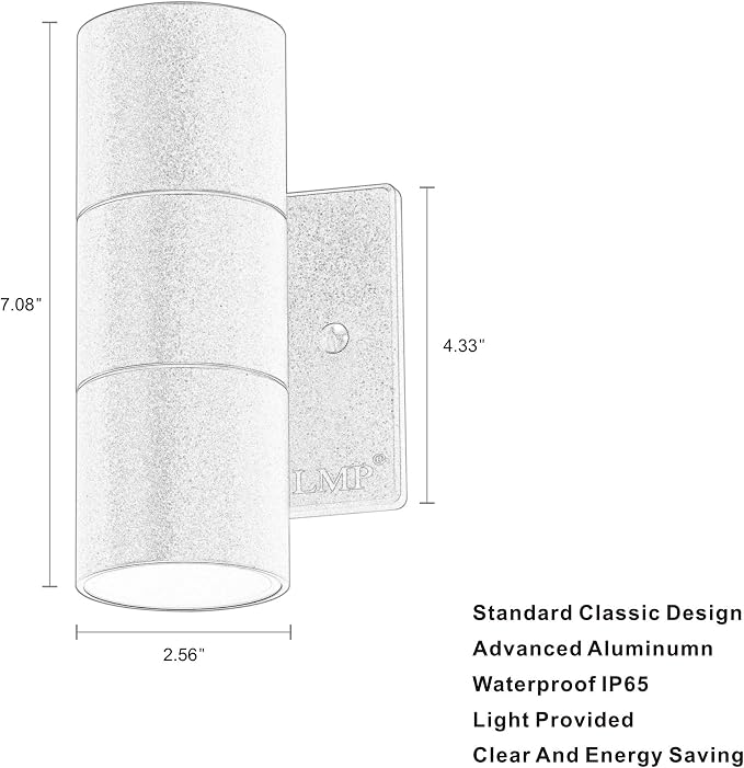 LMP Modern Outdoor Wall Light, Aluminum IP65 Waterproof Porch Light | Up and Down, 3000K 5W G10 Bulbs Included, ETL Certified, Outside Wall Exterior Lighting Fixtures for House,Front Door,Garage