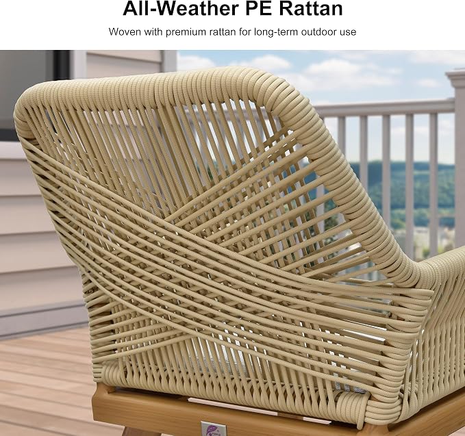 PURPLE LEAF 16 Pieces Outdoor Patio Dining Set, PE Rattan, Aluminum, Teak | Water-resistant cushions and removable covers for easy cleaning and outdoor use