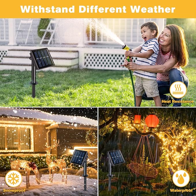 JMEXSUSS 4 Pack Solar Fairy Lights, 33ft 100LED String Lights Warm White | Christmas Lights Outdoor Waterproof, 8 Modes Copper Wire Twinkle Lights for Outside Garden Yard Tree Wedding Decorations