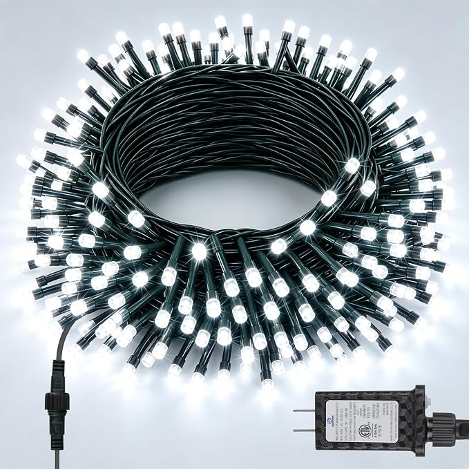 66FT 200 LED Christmas Lights with Timer, Twinkle Fairy Lights String with 8 Flashing Modes String Lights for Indoor Bedroom Outdoor Christmas Trees Garland Wreath Holiday Decorations, Cool White