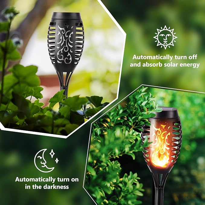 Toodour Solar Torch Flame Lights, 6 Pack Solar Lights Outdoor with Flickering Flame, Waterproof Patio Light Landscape Decoration Lighting for Garden, Lawn, Yard, Outdoor Decorations