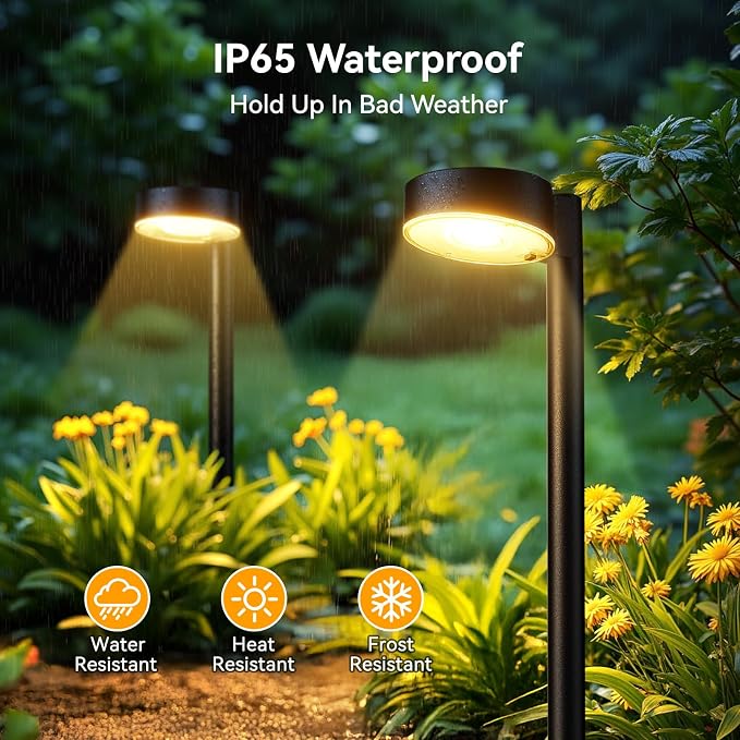 Ahaorigin 8 Pack Solar Pathway Lights Outdoor, 12 Brighter LEDs Solar Lights Outdoor Waterproof, Up to 12 Hrs Modern Path Light for Yard Garden Walkway Driveway Lawn, Warm White