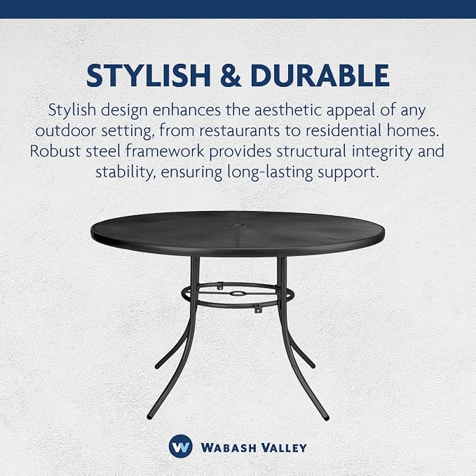 48” Round Patio Table - Seats 2-4 People | Stylish Steel Mesh Pattern | Extremely Durable | Lifetime Outdoor Use | Withstands All Weather Conditions | Highland Collection
