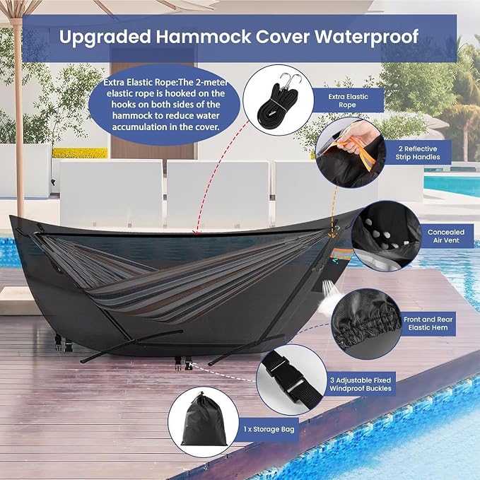 Hammock Covers - Water-Resistant Dustproof Heavy Duty Protector,Hammock Rain Cover | for Outdoor Hiking Biking Cycling Mountain Fishing Picnic Garden