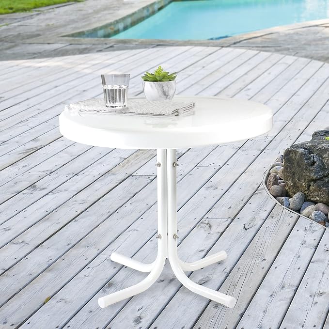 Northlight 22" Outdoor Retro Tulip Side Table White