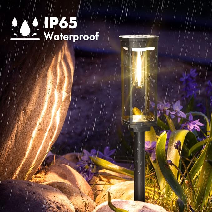 COXSENI Solar Pathway Lights Outdoor Waterproof Warm White, 6 Pack | Bright LED, 3000K, IP65, Solar Powered Landscape Lights for Path, Driveway, Lawn, Patio, Sidewalk, Yard, Walkway