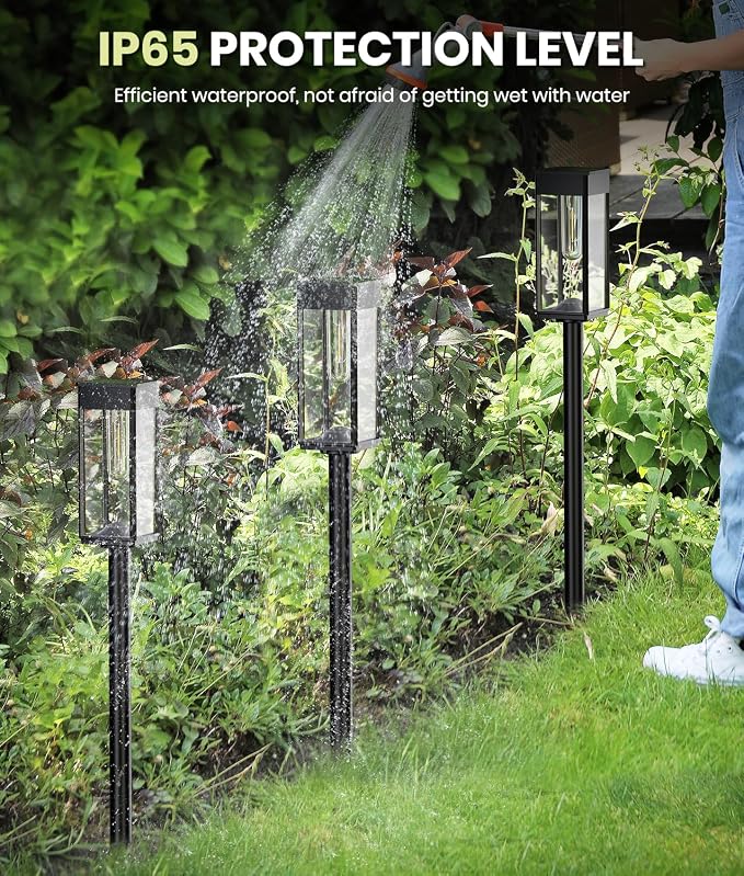 NEWMESSI 8 Pack Bright Solar Pathway Lights Outdoor,IP65 Waterproof Auto On/Off Solar Garden Light Path Lights Solar Powered for Outside Yard Path Lawn Walkway Driveway Landscape Lighting Patio Decor
