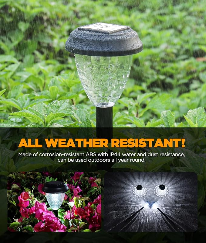 Super Bright Solar Lights Outdoor Waterproof-4 Pack, Dusk to Dawn Up to 12 Hrs Solar Garden Lights Outdoor Pathway Auto On/Off, LED Landscape Decorative Lighting for Walkway Patio Yard Outside