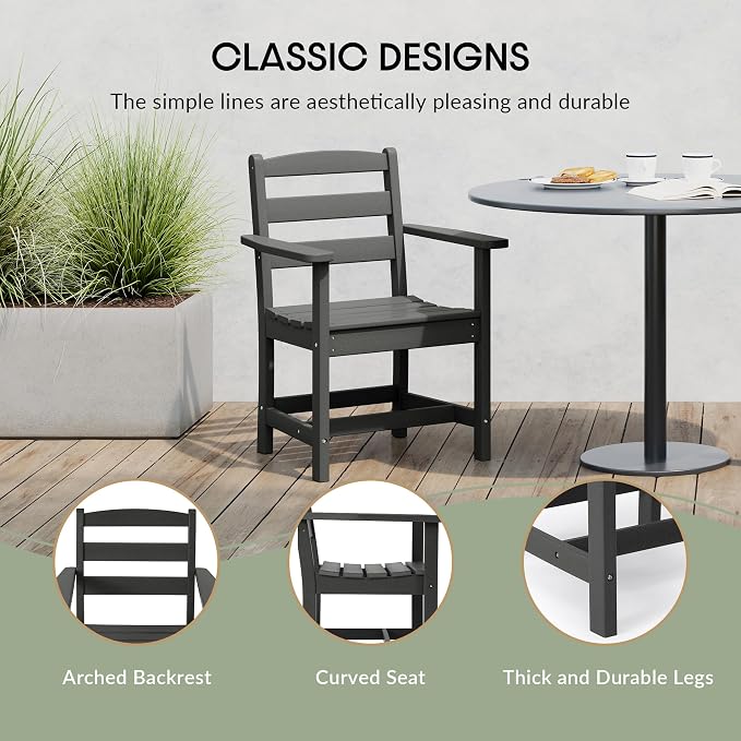 WestinTrends Ashore Outdoor HDPE Patio Classic Dining Arm Chair, Gray