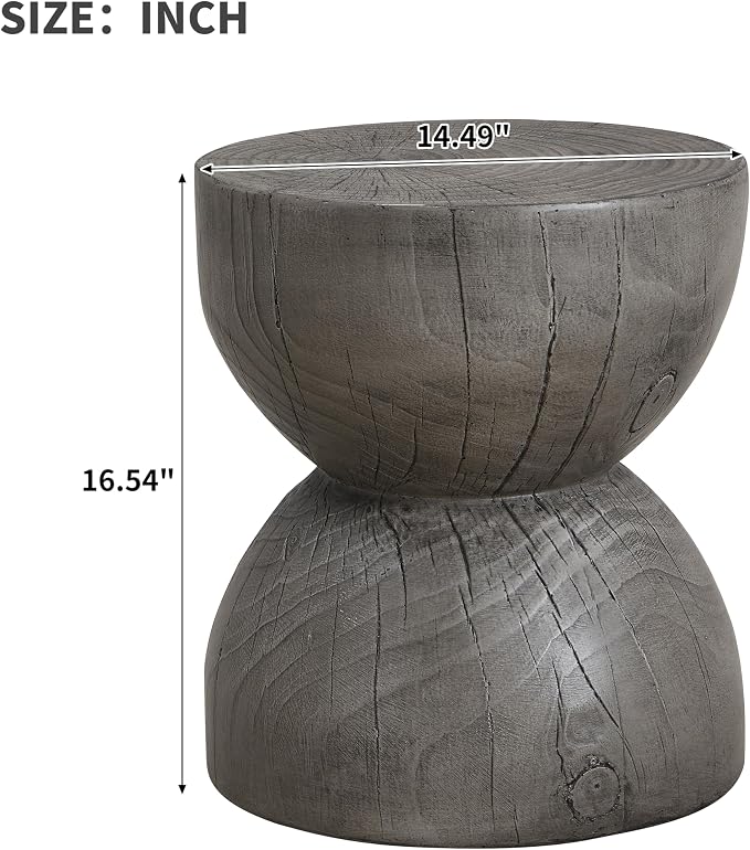 Christopher Knight Home 16.54" H Realistic Wood Vibe MGO Side Table Sculptural Hourglass End Table Indoor Outdoor Living Room Patio Balcony Decor Accent Table