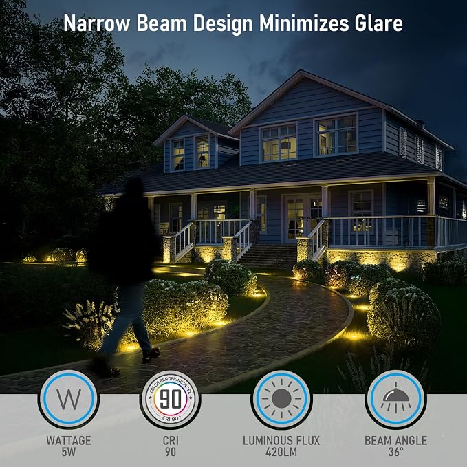 LEONLITE 6-Pack Dia. 4 Inch 5CCT Well Lights Flat Top Black | 12-24V AC/DC, CRI90, 1800K/2700K/3500K/4000K/5000K, Landscape LED In Ground Outdoor, Low Voltage Garden Landscaping, Aluminum