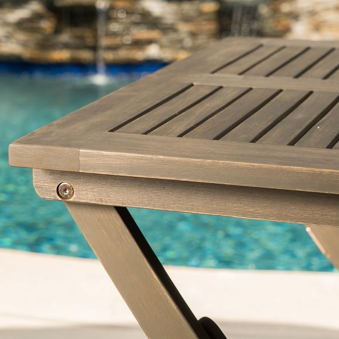 Christopher Knight Home Positano Outdoor Foldable Acacia Wood Bistro Table, Grey Finish
