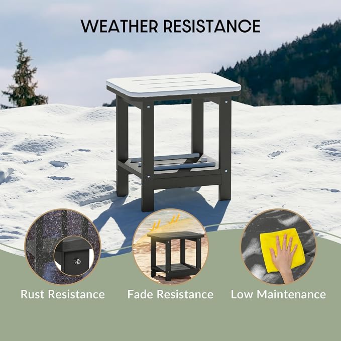 WestinTrends Aruba 2-Tier Outdoor HDPE Modern Adirondack Square Patio Side Table, Gray