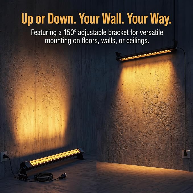 2Pack 72W Wall Washer Light 4FT 2700K 120V IP67 Waterproof Plug-in | Outdoor LED Light Bar/Lifespan 50K Hr/150° Adjustable/Gardens Christmas Halloween Commercial Building Garages Backyard Stage