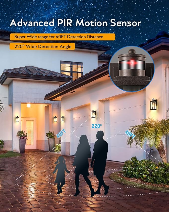 VIANIS Oil Rubbed Bronze Motion Sensor Porch Lights Outdoor, Farmhouse Outdoor Garage Lighting Fixtures Wall Mount for House, 100% Aluminum Waterproof Outdoor Sconce Lights for Front Door, Coach
