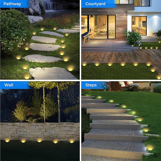 Mini Solar Ground Lights, 2 Pack Flat Solar Disc Lights Outdoor Waterproof, 2.3 Inch Small Solar Garden Lights Landscape Lighting for Outside Pathway Garden Yard Lawn Walkway,Warm White