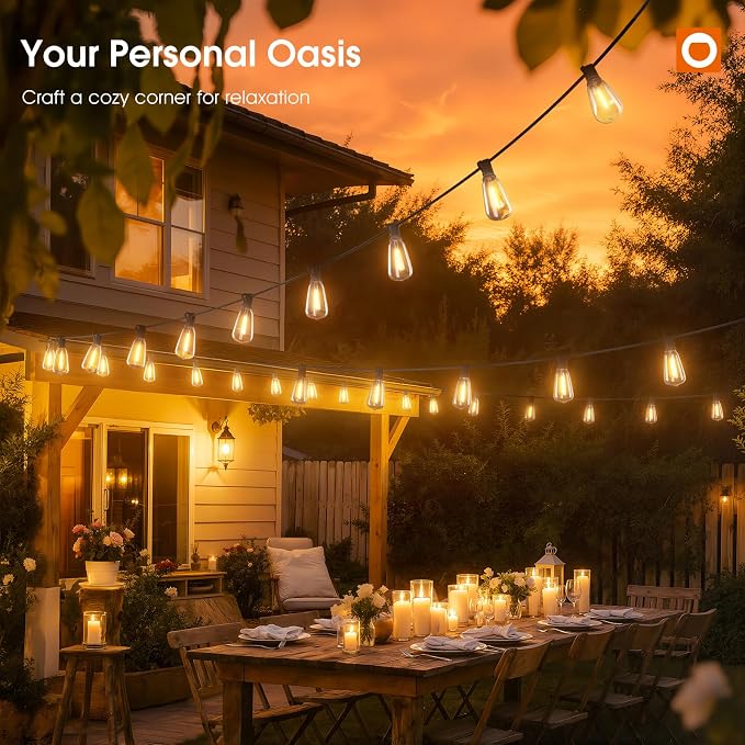 addlon 200FT(50*4) Outdoor String Lights with Remote LED Edison Waterproof | 108 Plastic ST38 Shatterproof Bulb, Extra Long Lighting, Hanging for Patio Outside Backyard Pergola Bistro Porch Garden Party