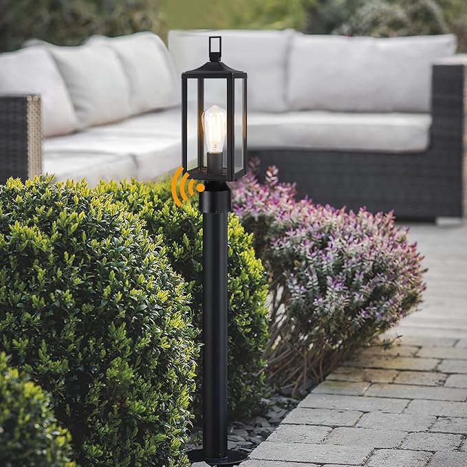 17 Inch Outdoor Lamp Post Light Dusk to Dawn Outside Lamp Posts Outdoor Lighting Exterior Gate Post Lights Photocell Pillar Lantern