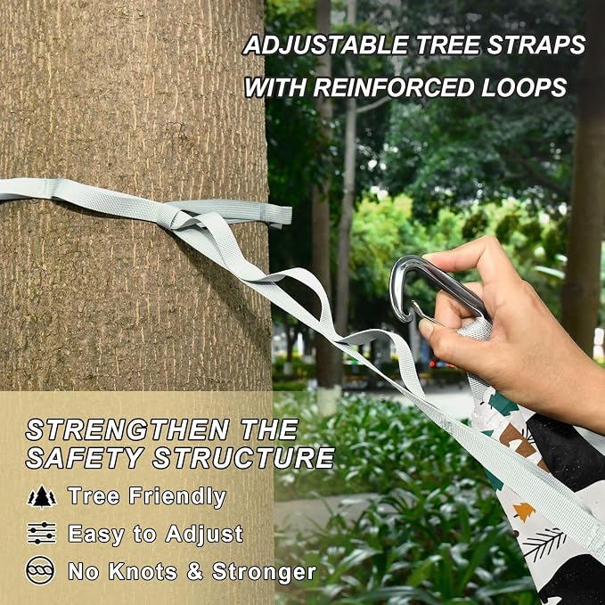 Camping Hammock Outdoor Hammocks for Outside Bear Forest Beach Trees Portable Lightweight with Pockets Tree Straps Indoor