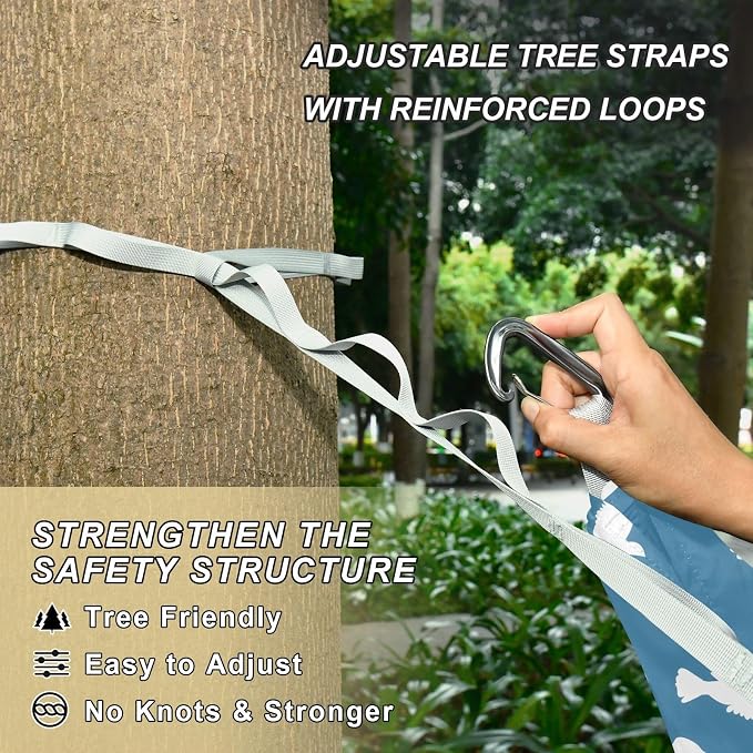 Camping Hammock Outdoor Hammocks for Outside Pigeon Blue Beach Trees Portable Lightweight with Pockets Tree Straps Indoor