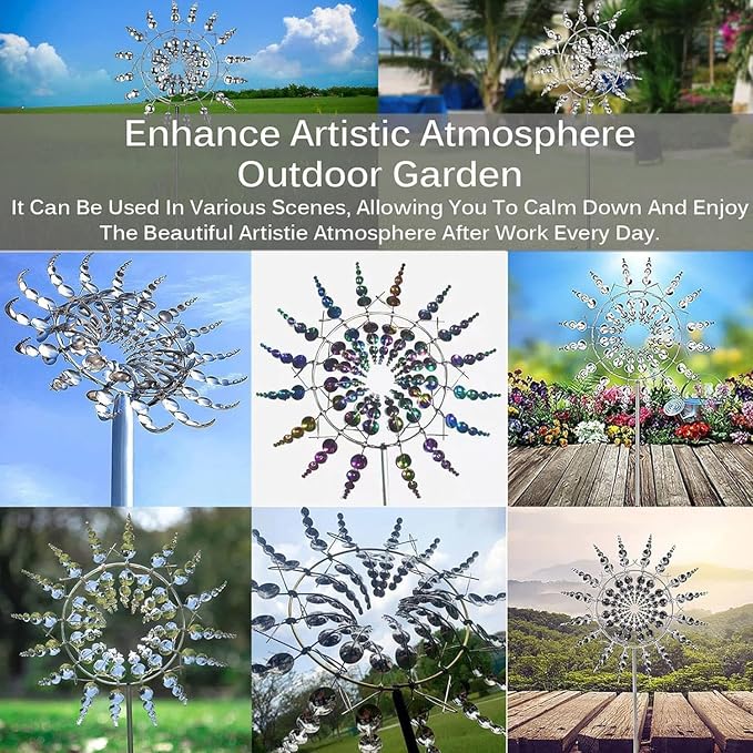 Generic Shirem Magical Metal Windmill, Kinetic Wind Sculptures & Spinners, 3D Wind Spinner, Kinetic Spinner, Enchanting Wind Spinner for Yard and Garden.
