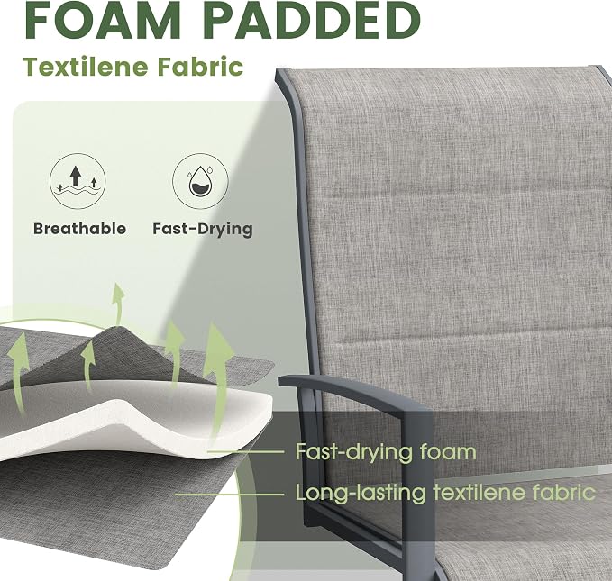 Outdoor Dining Set for 8, 63" Outdoor Dining Table with Umbrella Hole and Padded Textilene Patio Swivel Chairs, 9 Pieces Patio Table and Chairs Set for Garden Backyard, Grey and Dark Grey