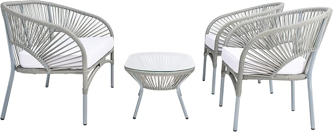 Safavieh Outdoor Collection Werner Grey/White 4-Piece Patio Living Set PAT7522B-2BX