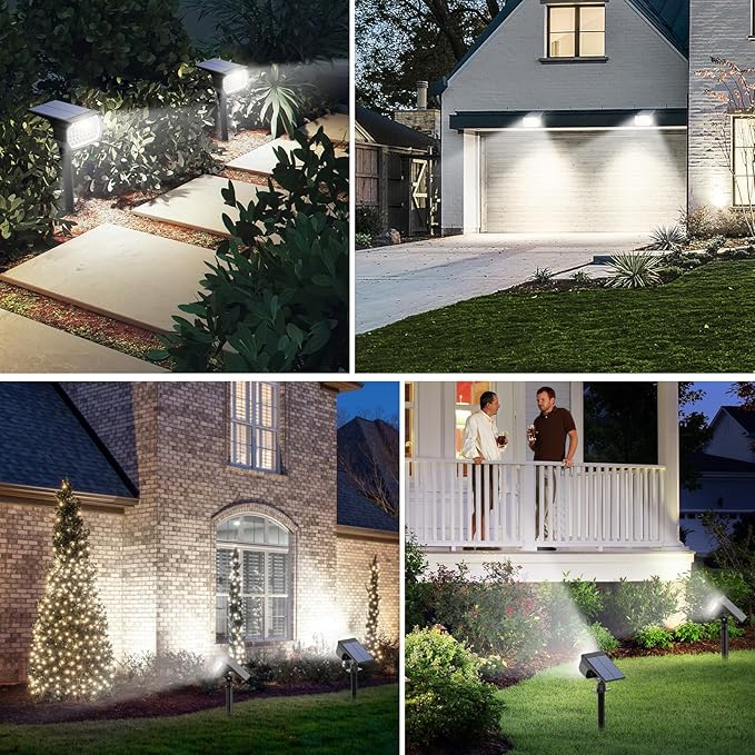 Tadyreal Solar Spot Lights Outdoor 2 Pack, [46 LED/3 Modes] Solar Landscape Spotlights Waterproof, 2-in-1 Auto On/Off Solar Powered Lights for Outside Yard Garden Wall Pathway(Cool White)