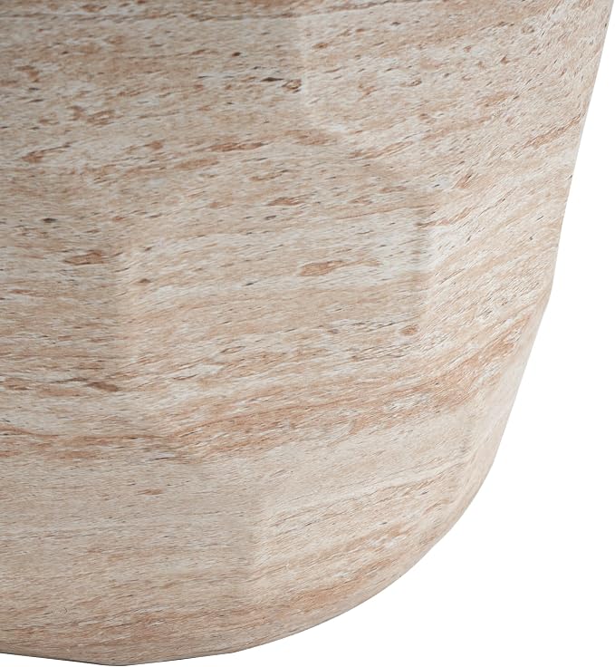 15.25" Outdoor Indoor Lightweight Concrete Round Side Table,Beige | Travertine Finish