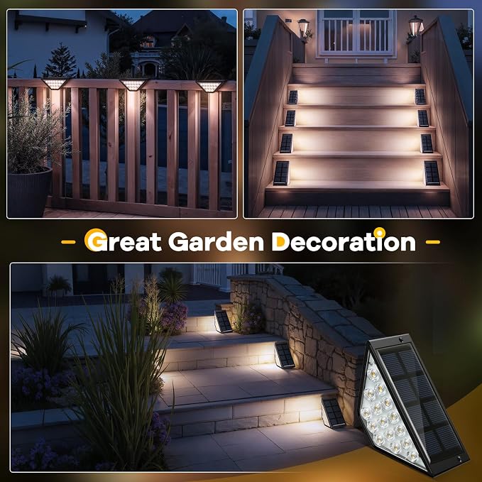 BKBB PPBB Solar Step Lights for Outside, Solar Stair Lights Outdoor Waterproof, Deck Step Lights for Fence, Patio, Yard, Porch, Front Door, Sidewalk, Garden, Patio Decor (6, Cool White)